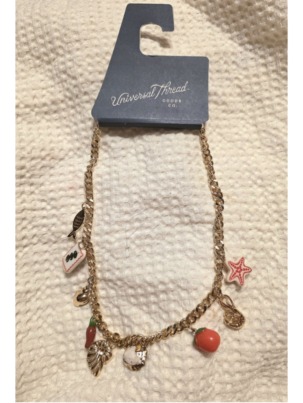 Universal Thread Gold-Tone Charm Necklace W/ Ocean & Nature-Inspired Pendants